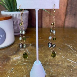 Green/Gold Drop Earrings